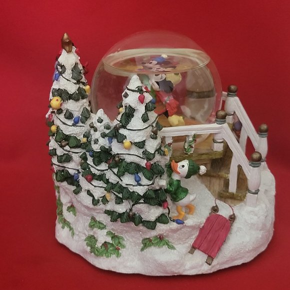 Disney Mickey Mouse Minnie Winter Wonderland Christmas Musical Snow Globe - Picture 9 of 12